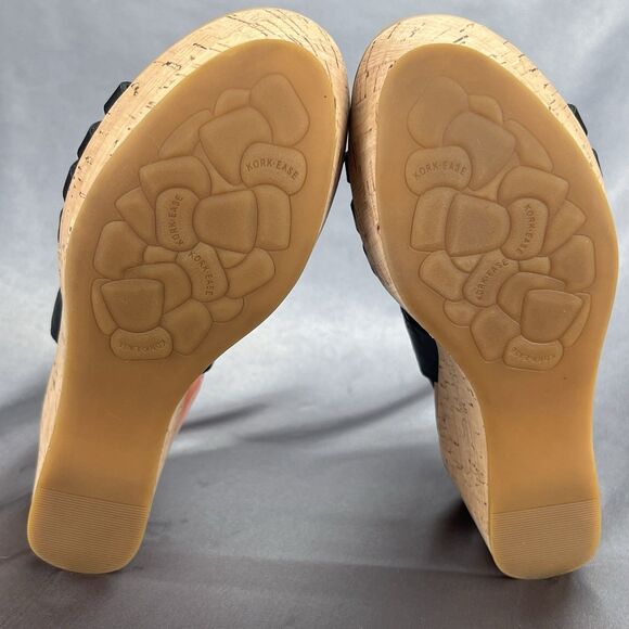 Kork-Ease Adelanto Wedge Sandals Women’s 8 Platform Slingback Black Leather Y2K - Picture 11 of 16